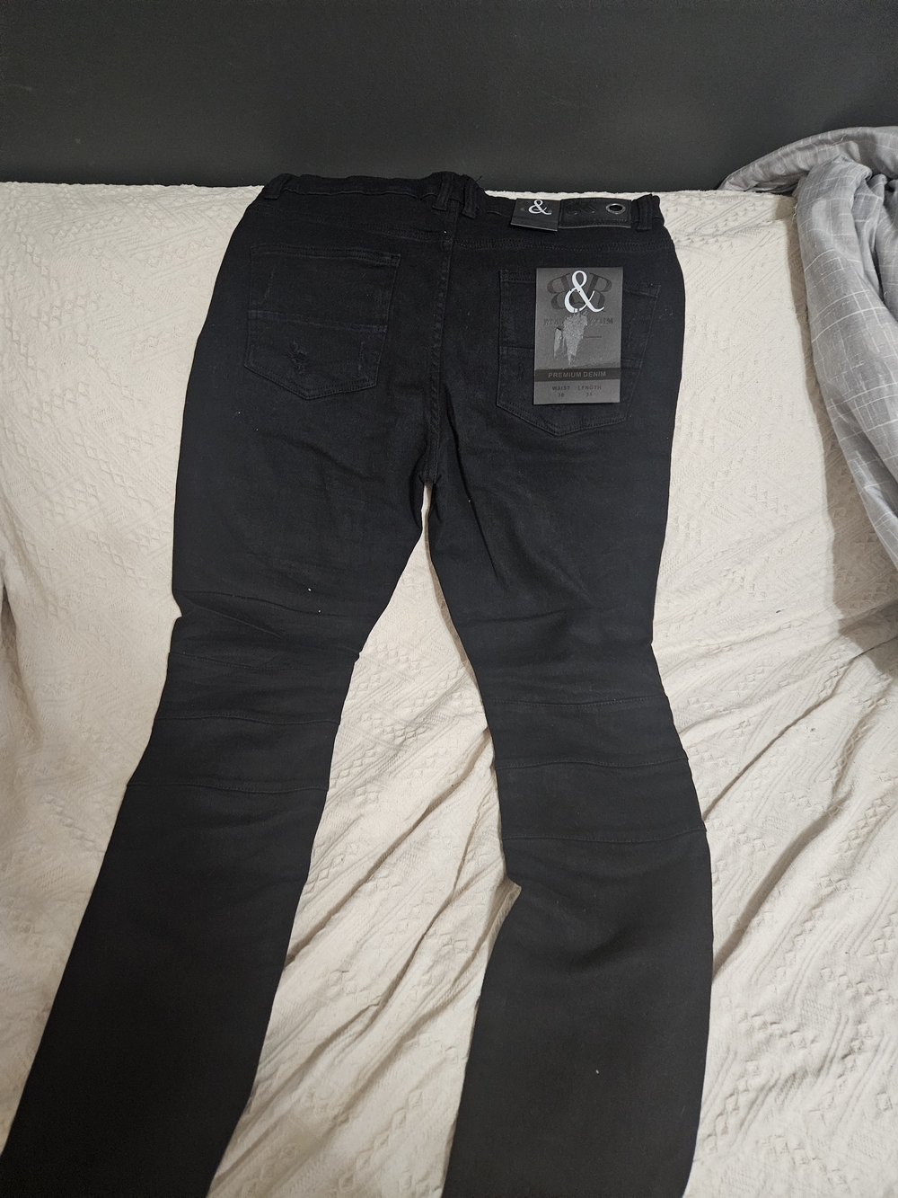 Beat & Rhythm Men's Black Distressed Moto Biker Slim Jeans DP871 36x34 NWT - Picture 2 of 7